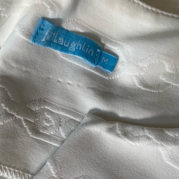 J. McLaughlin 3/4 Sleeve Catalina Cloth Textured Chainlink Top White Sz M V Neck - Picture 13 of 15